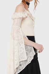 Breathless Lace Bardot Top [IVORY] Killstar / Womens