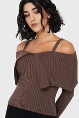 Dusk Empress Knit Top [Brown] Killstar / Womens