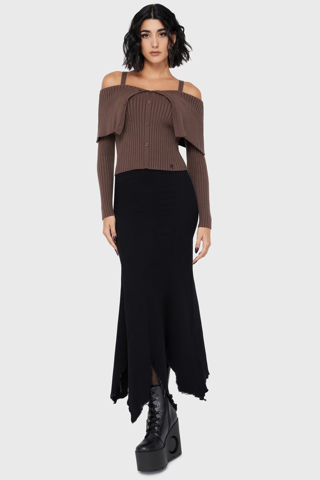 Dusk Empress Knit Top [Brown] Killstar / Womens