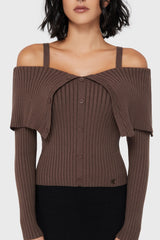 Dusk Empress Knit Top [Brown] Killstar / Womens