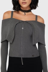 Dusk Empress Knit Top [Grey] Killstar / Womens