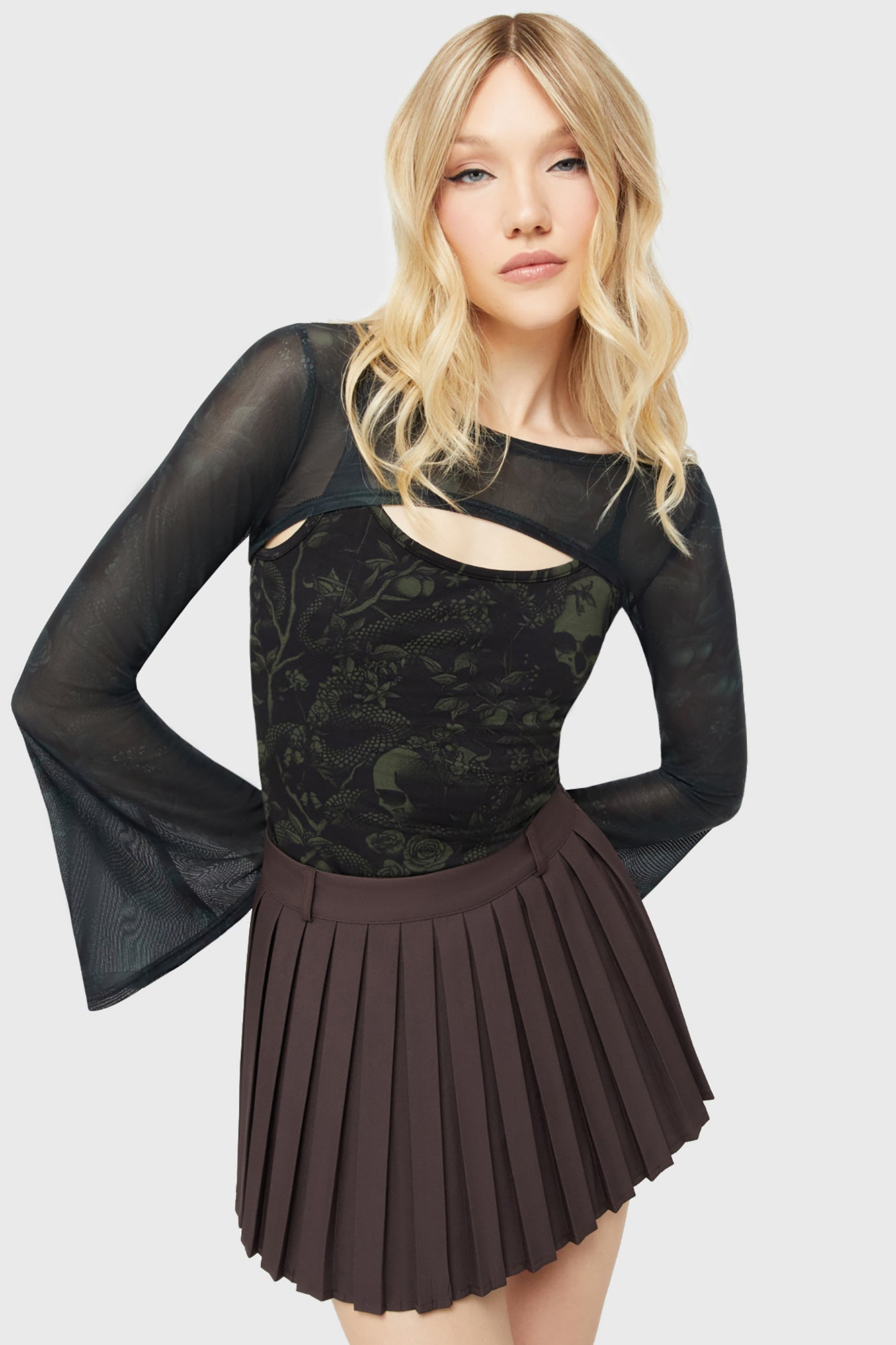 Nightshade's Curse Mini Skirt [BROWN] Killstar / Womens
