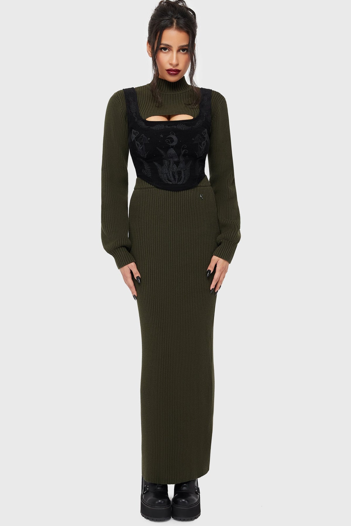 Belinda's Woe Maxi Skirt [Khaki] Killstar / Womens