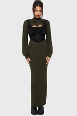 Belinda's Woe Maxi Skirt [Khaki] Killstar / Womens