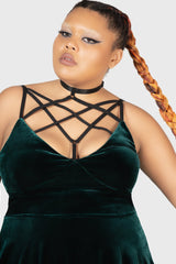 Magica Skater Dress [EMERALD] [PLUS] Killstar / Womens
