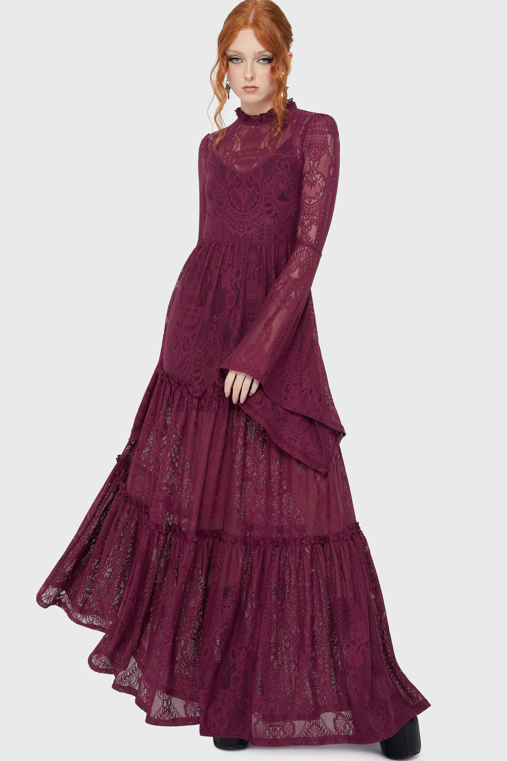 Hecate Lace Maxi Dress [Plum] Killstar / Womens