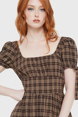 Grim Gretchen Dress [BROWN TARTAN] Killstar / Womens