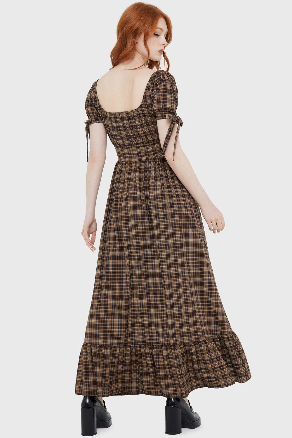 Grim Gretchen Dress [BROWN TARTAN] Killstar / Womens