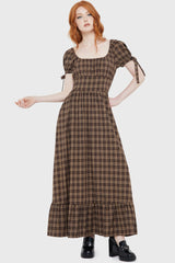 Grim Gretchen Dress [BROWN TARTAN] Killstar / Womens