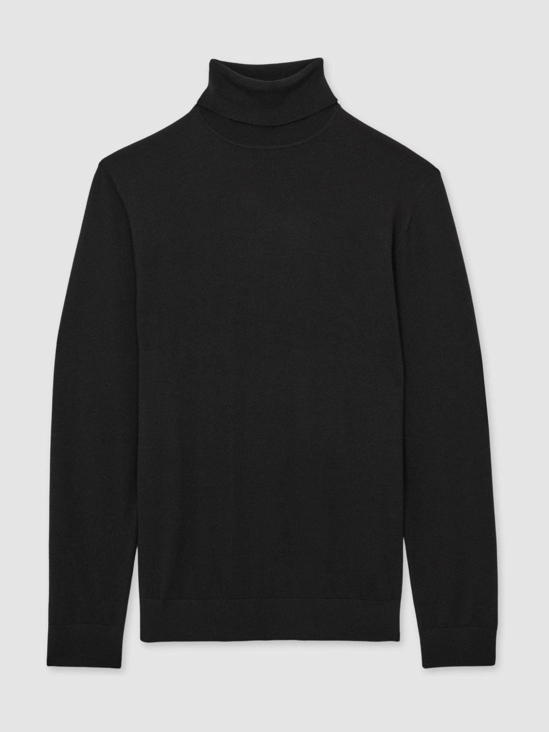 Reiss Slim Fit Merino Wool Roll Neck Jumper in Black