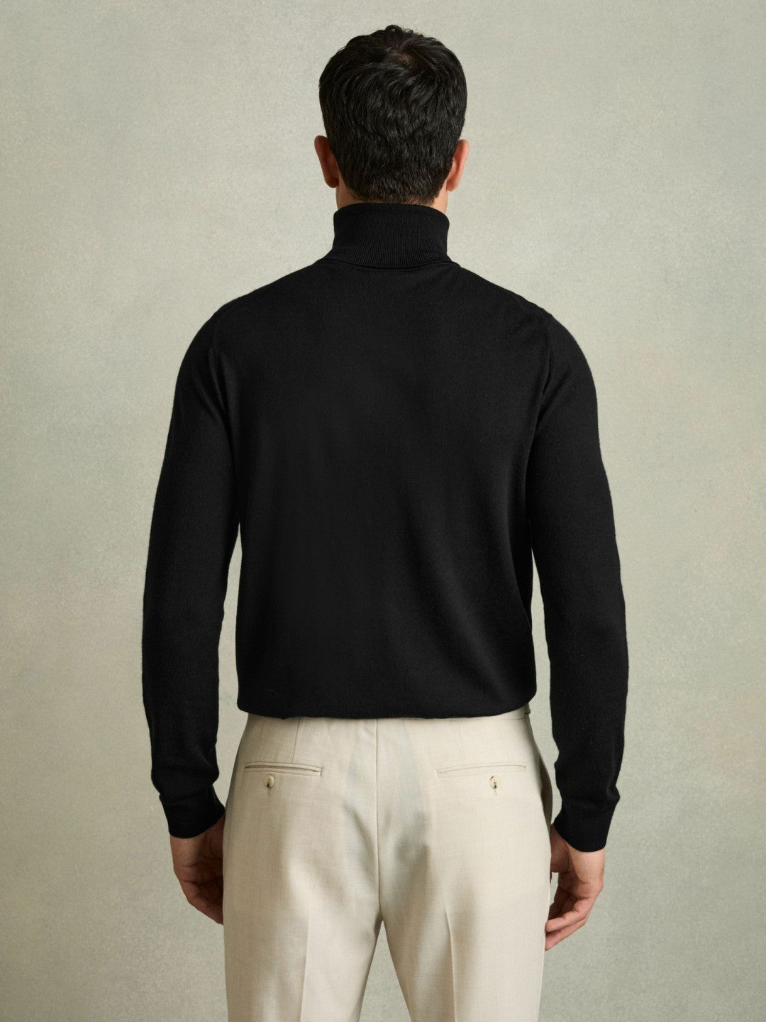 Reiss Slim Fit Merino Wool Roll Neck Jumper in Black