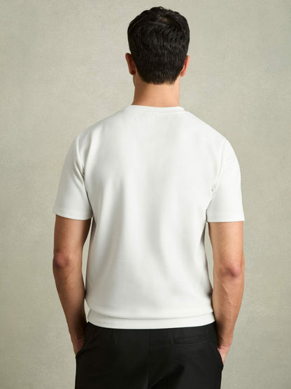 Reiss Interlock Jersey Crew Neck T-Shirt in White