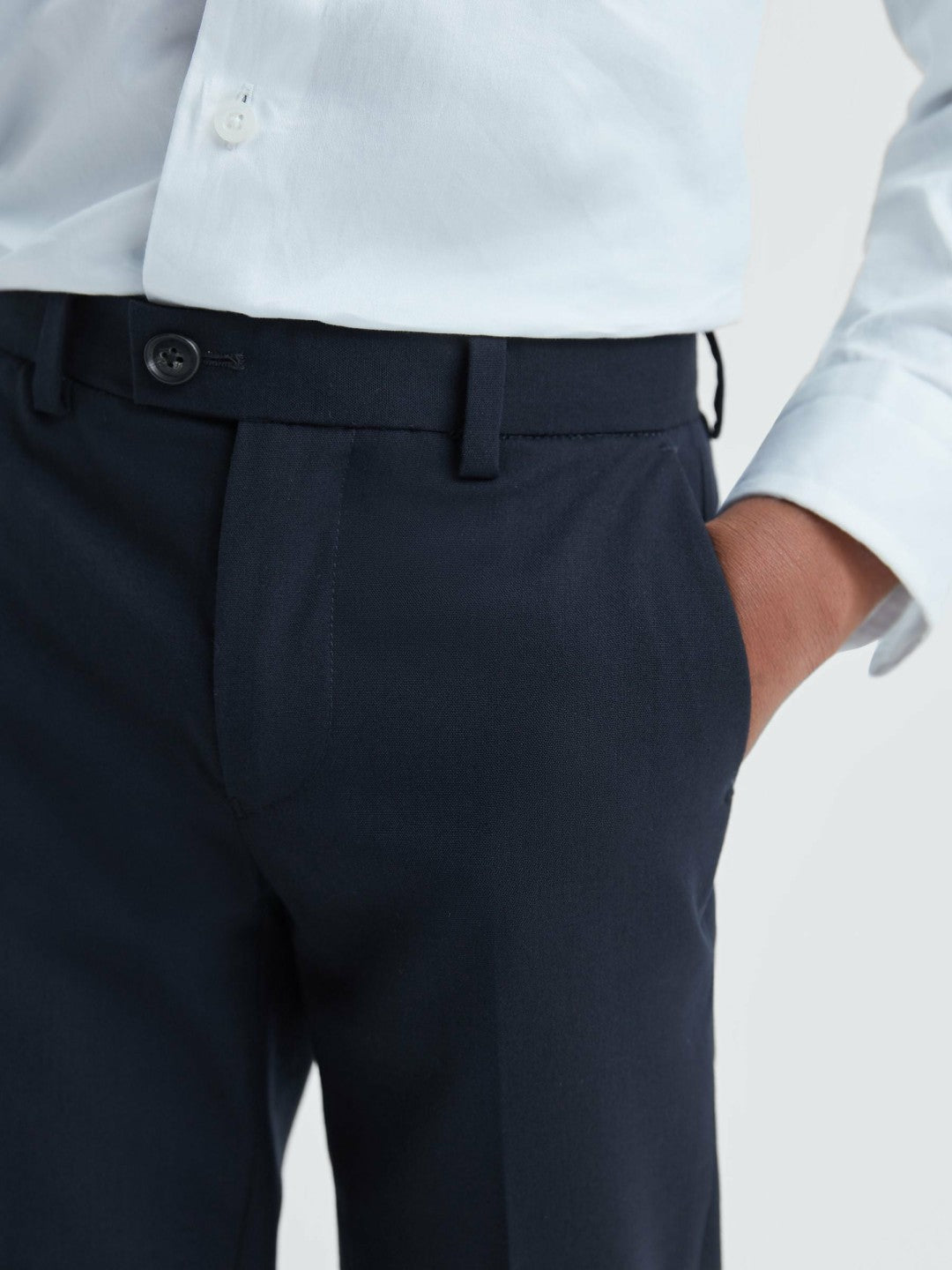 Reiss 3-9 yrs Wool Blend Adjustable Trousers in Navy