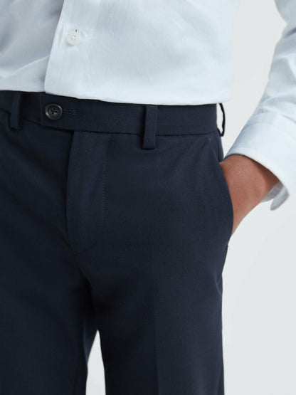 Reiss 3-9 yrs Wool Blend Adjustable Trousers in Navy