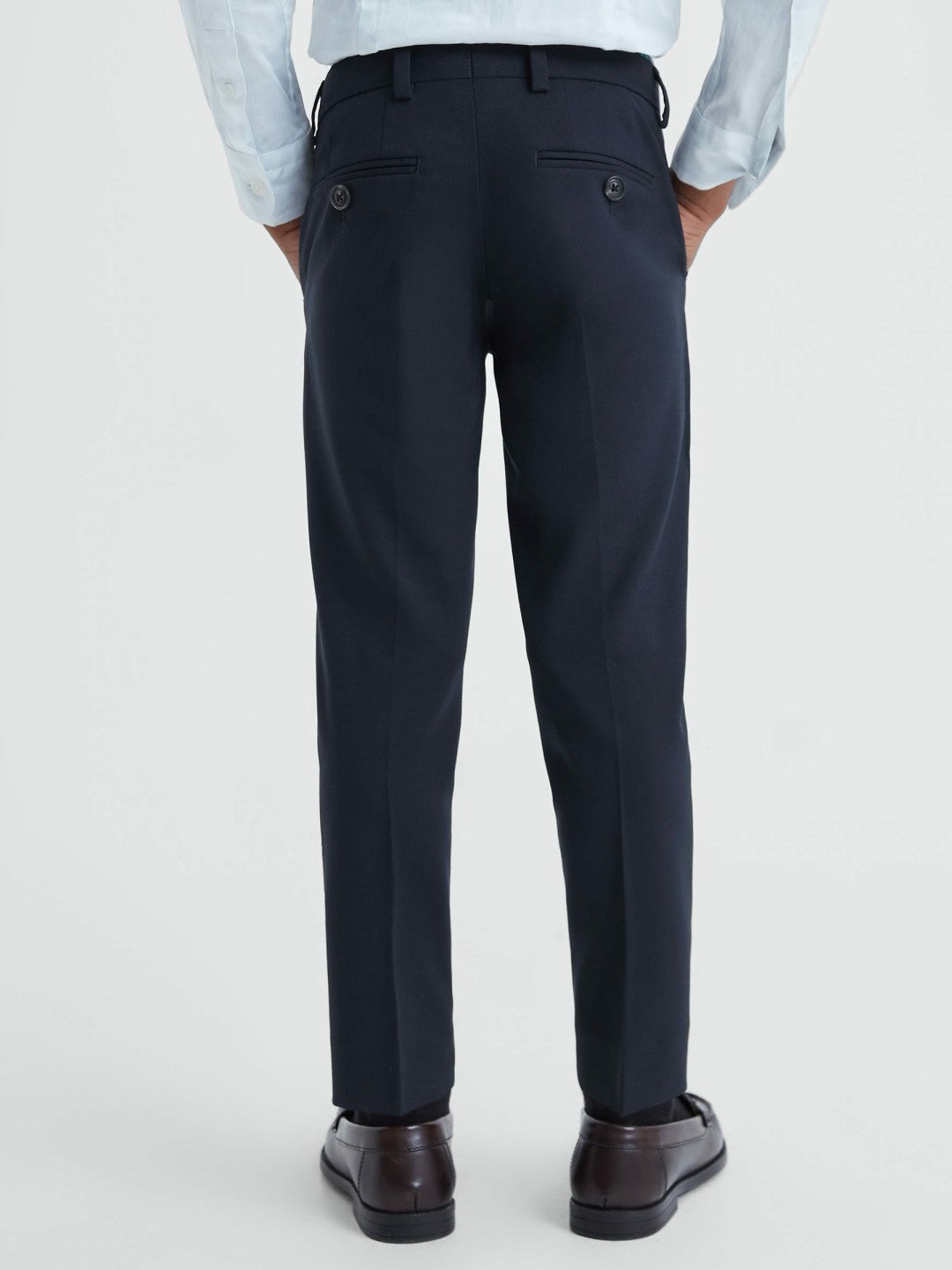 Reiss 3-9 yrs Wool Blend Adjustable Trousers in Navy