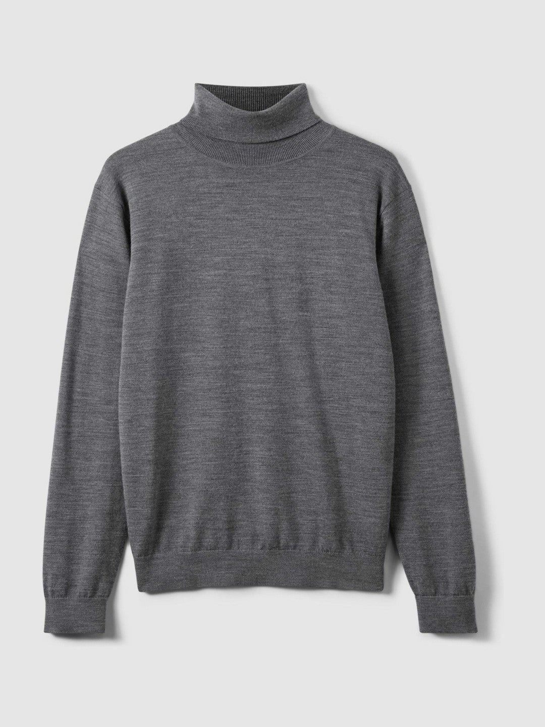 Reiss Slim Fit Merino Wool Roll Neck Jumper in Derby Grey Marl