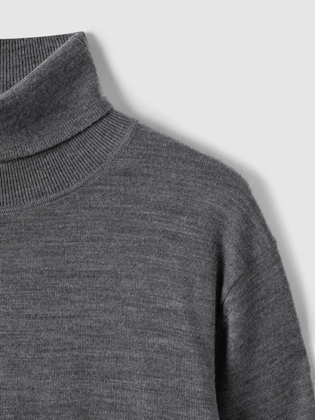 Reiss Slim Fit Merino Wool Roll Neck Jumper in Derby Grey Marl