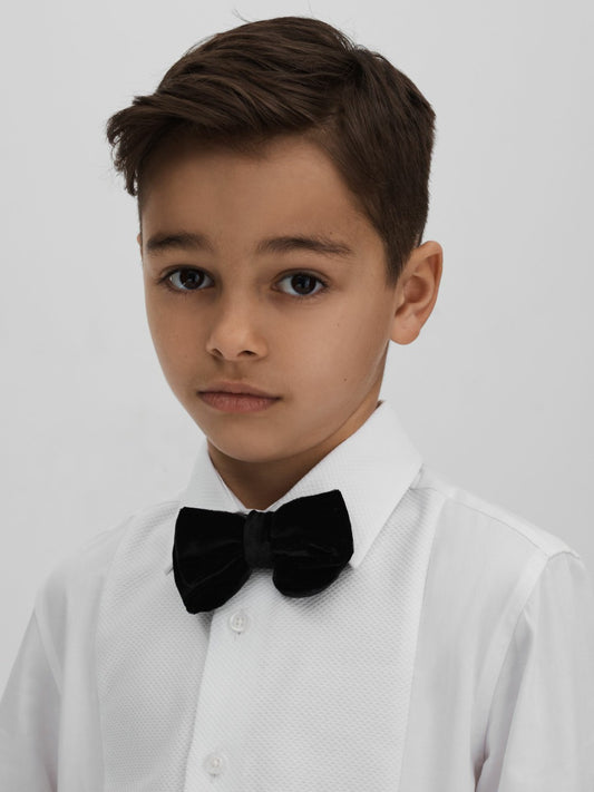 Reiss 9-14 yrs Slim Fit Textured Bib Dinner Shirt in White