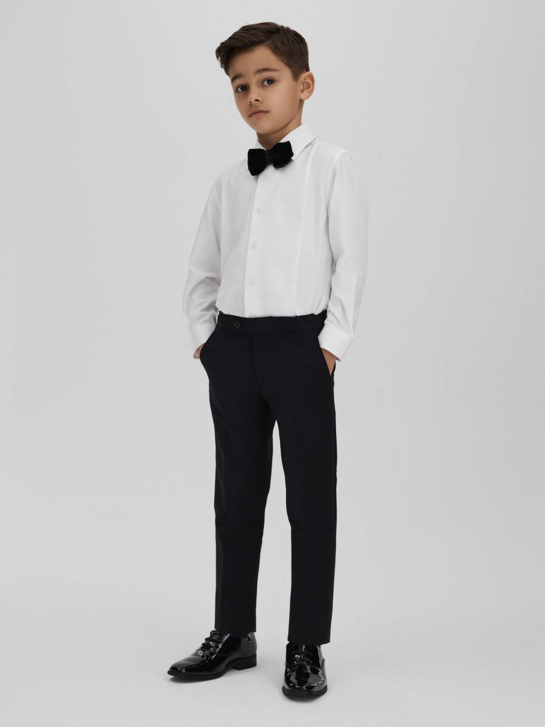 Reiss 9-14 yrs Slim Fit Textured Bib Dinner Shirt in White