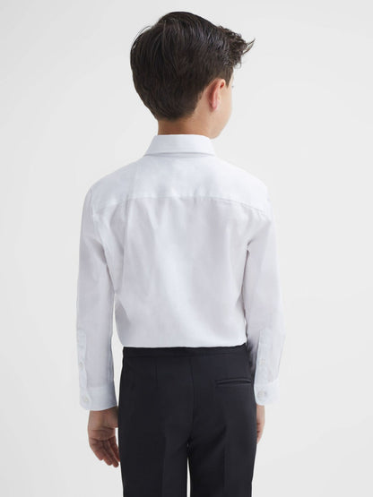Reiss 9-14 yrs Slim Fit Textured Bib Dinner Shirt in White