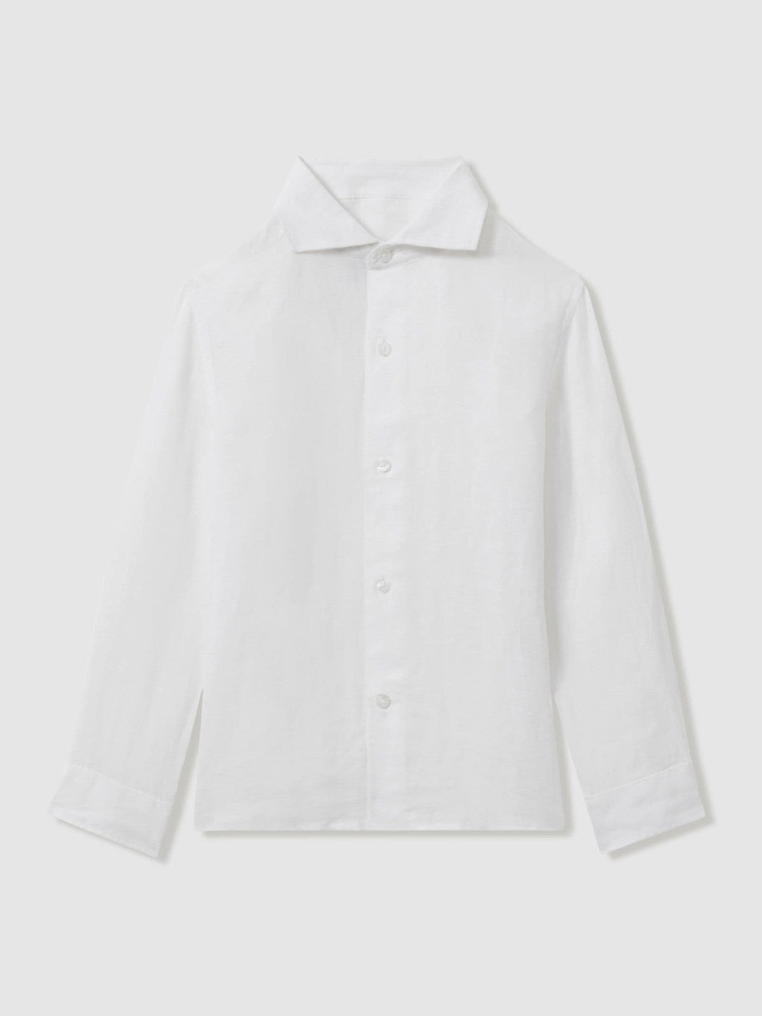 Reiss 3-9 yrs Striped Linen Cutaway Collar Shirt in White