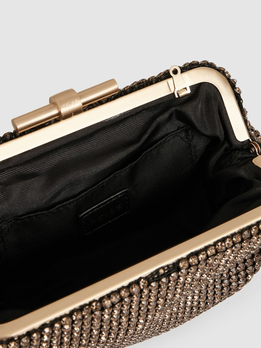 Reiss Embellished Clutch Bag in Gold