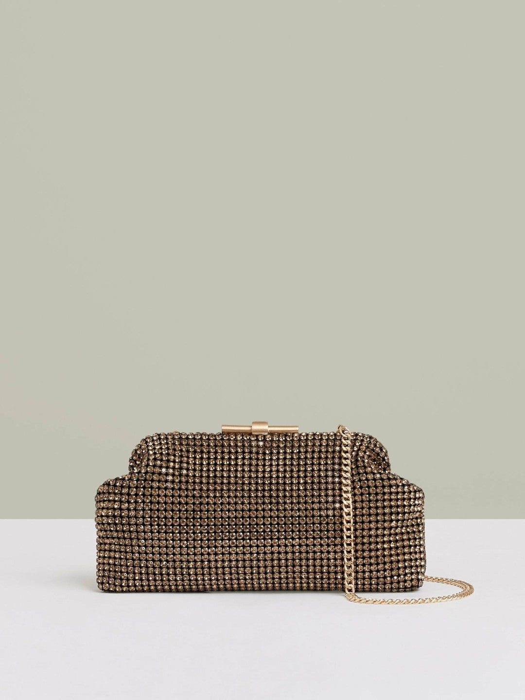 Reiss Embellished Clutch Bag in Gold