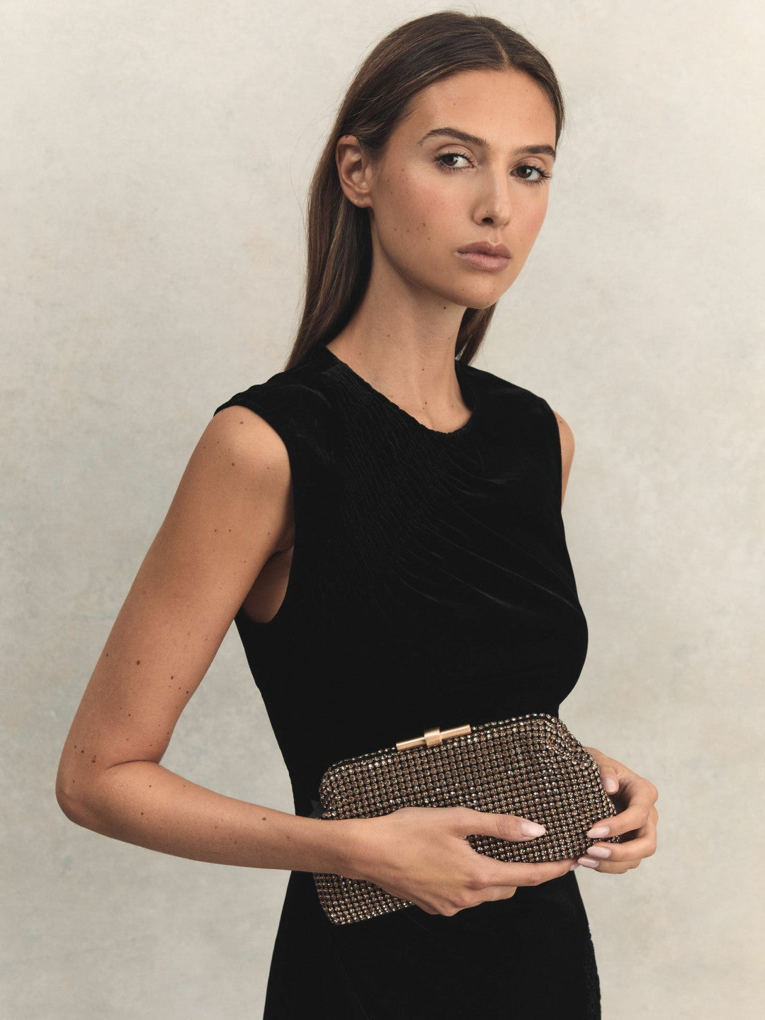 Reiss Embellished Clutch Bag in Gold