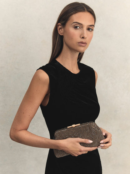 Reiss Embellished Clutch Bag in Gold