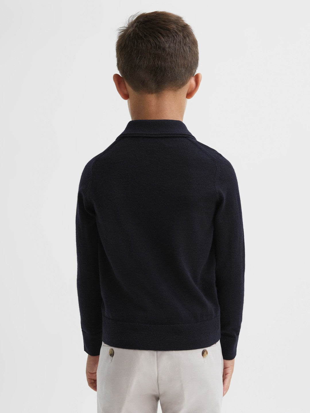 Reiss 3-9 yrs Merino Wool Polo Shirt in Navy