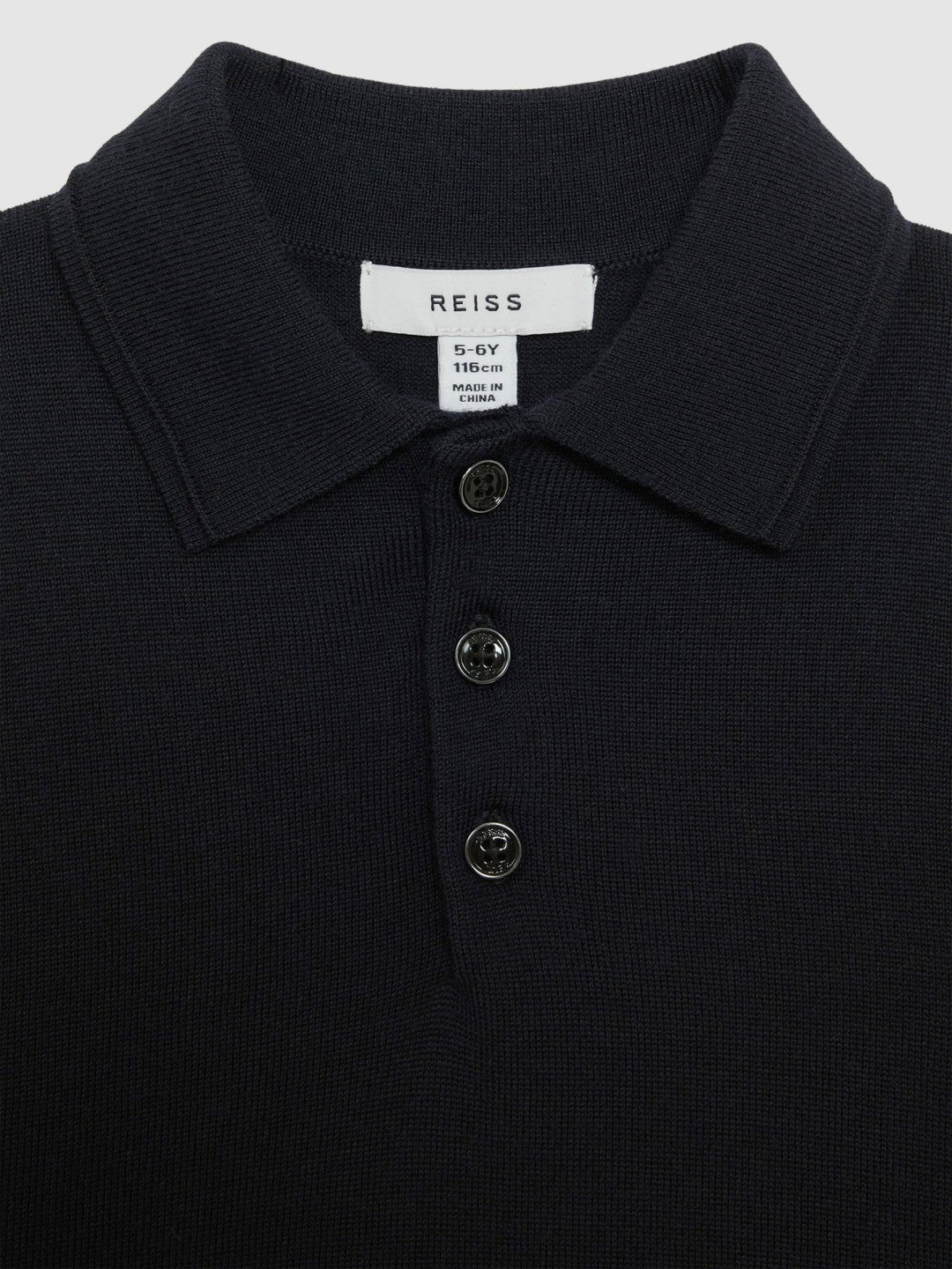 Reiss 3-9 yrs Merino Wool Polo Shirt in Navy