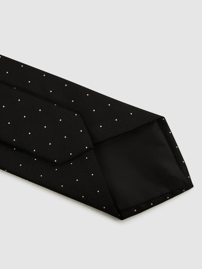 Reiss Polka Dot Silk Tie in Black