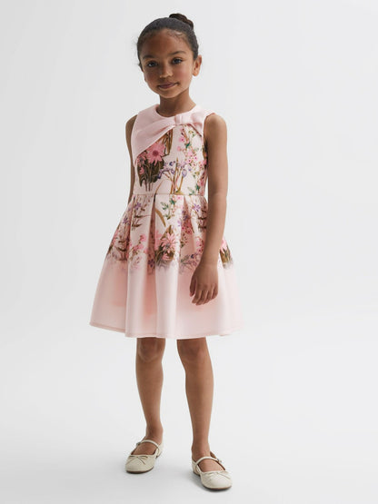 Reiss Senior Scuba Floral Printed Dress in Multi