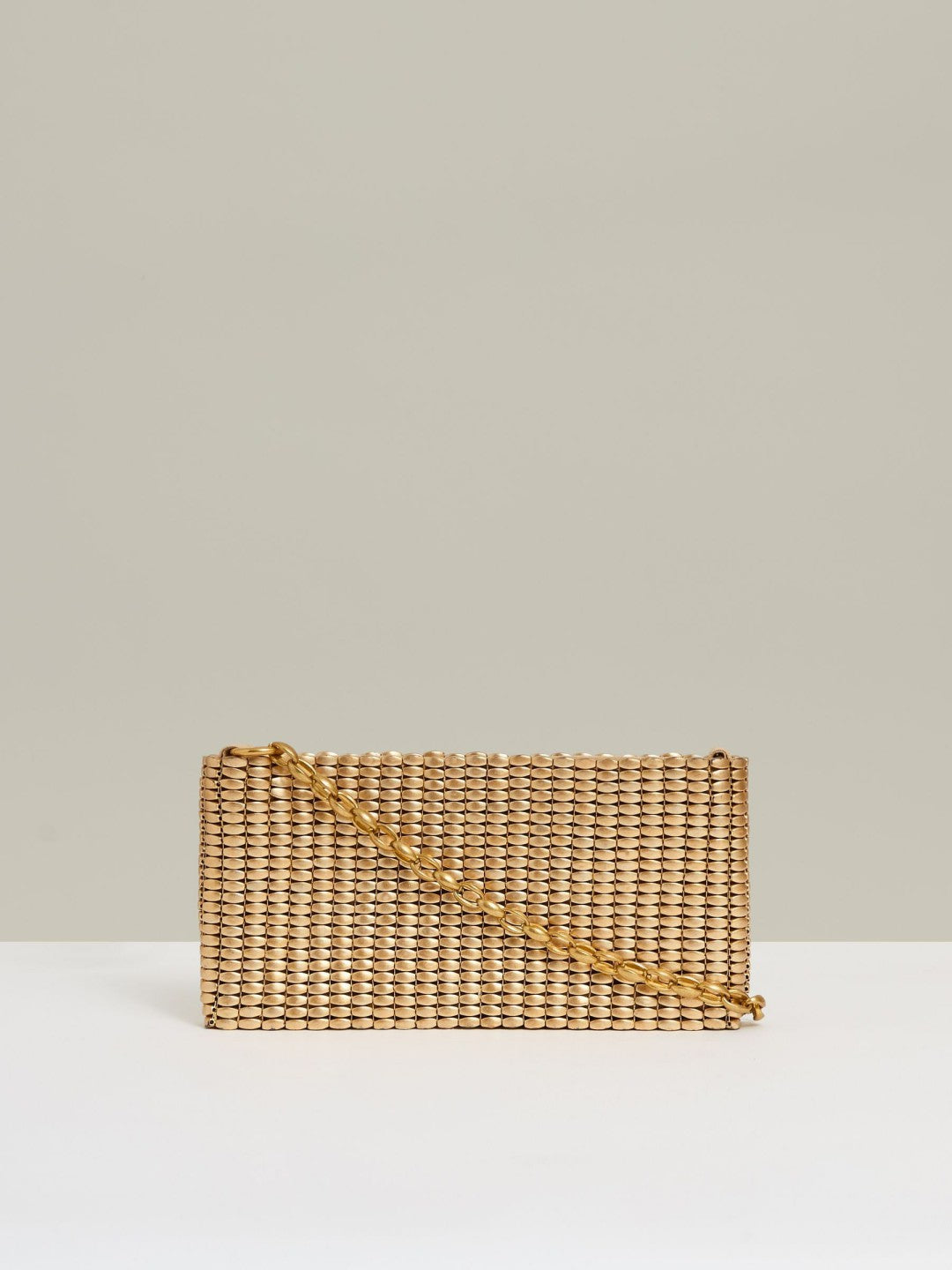 Reiss Beaded Removable Strap Shoulder Bag in Gold