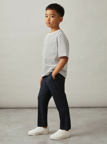 Reiss 3-9 yrs Relaxed Elasticated Trousers with Turn-Ups in Navy