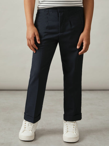 Reiss 3-9 yrs Relaxed Elasticated Trousers with Turn-Ups in Navy