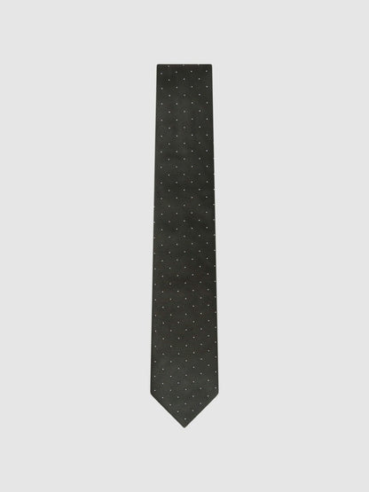 Reiss Polka Dot Silk Tie in Dark Green