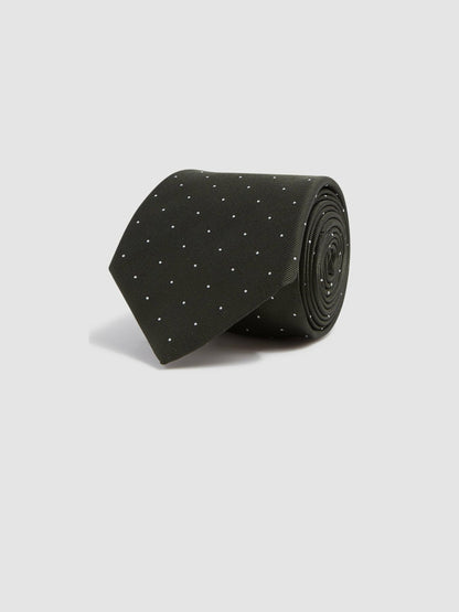 Reiss Polka Dot Silk Tie in Dark Green