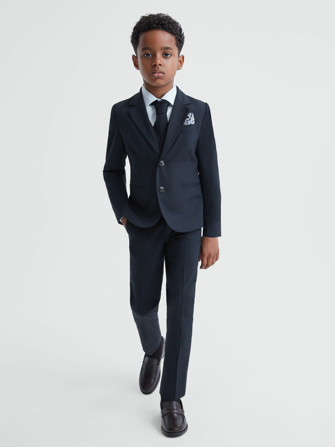 Reiss 3-9 yrs Wool Blend Single Breasted Blazer in Navy
