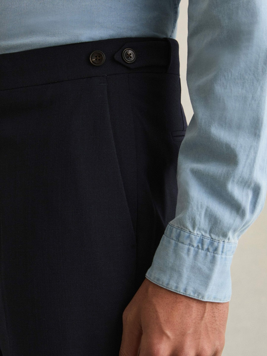 Reiss Slim Fit Side Adjuster Trousers in Navy