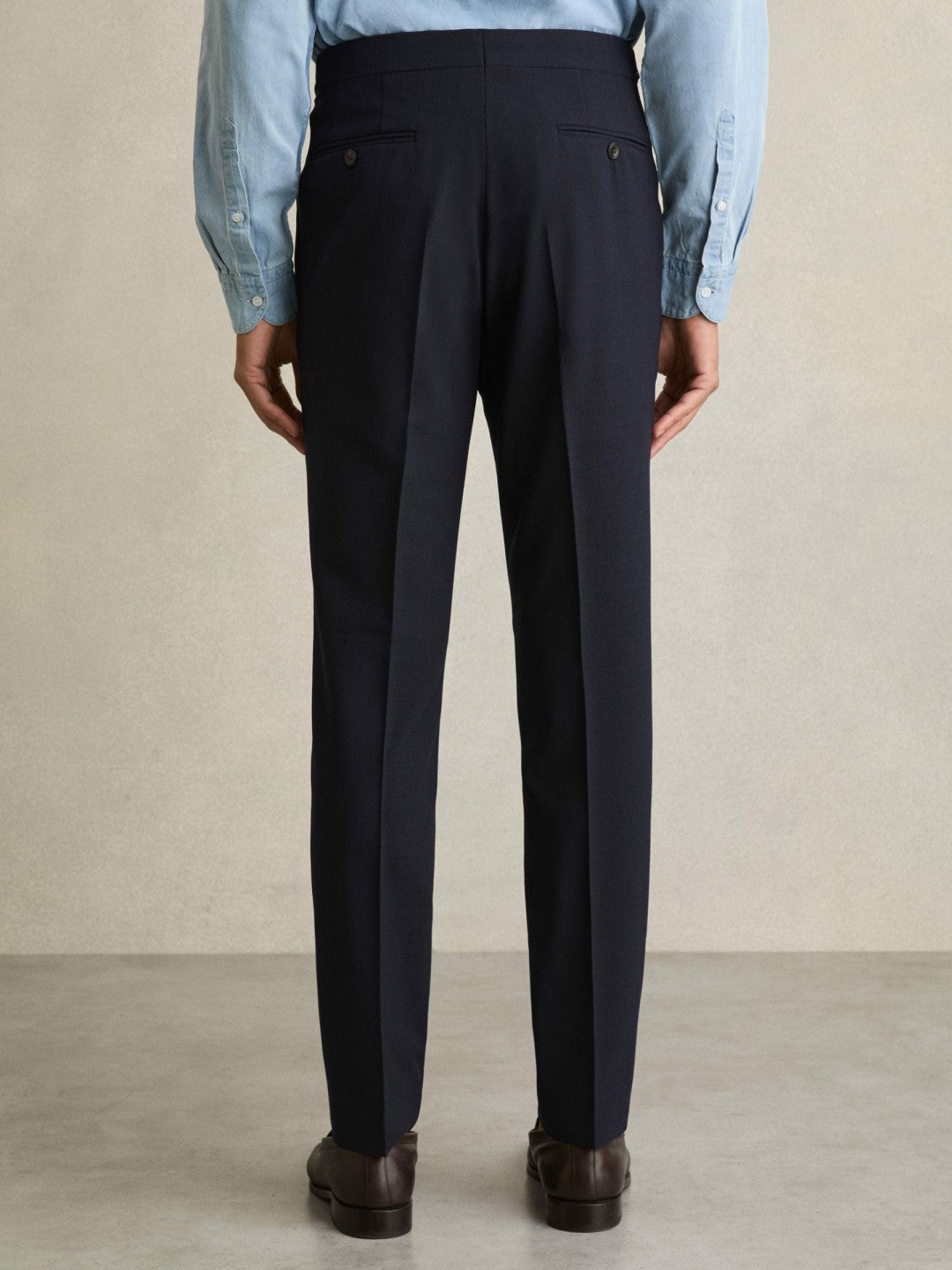 Reiss Slim Fit Side Adjuster Trousers in Navy