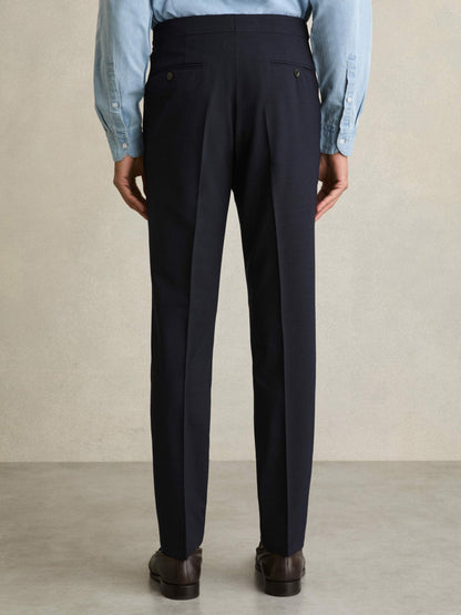 Reiss Slim Fit Side Adjuster Trousers in Navy