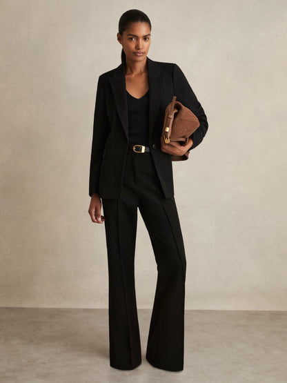 Reiss Flared Suit Trousers in Black