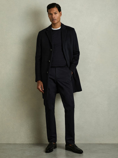 Reiss Slim Fit Washed Cotton Blend Chinos in Navy