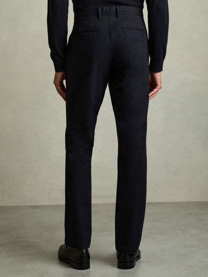 Reiss Slim Fit Washed Cotton Blend Chinos in Navy