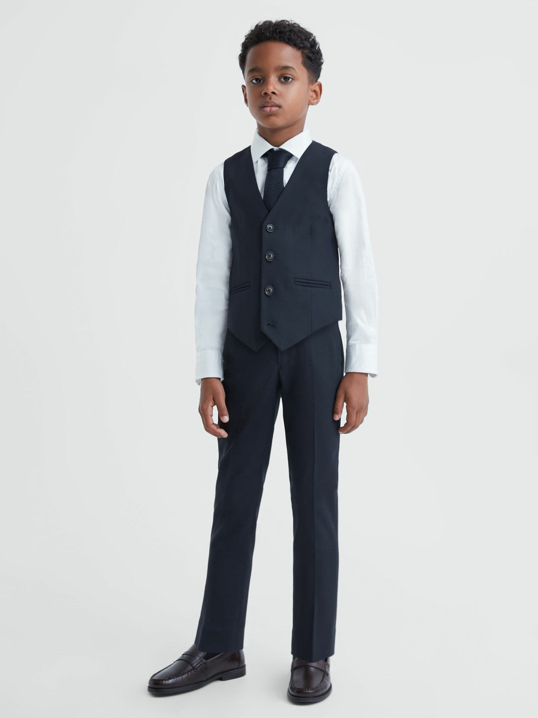 Reiss 3-9 yrs Wool Blend Waistcoat in Navy