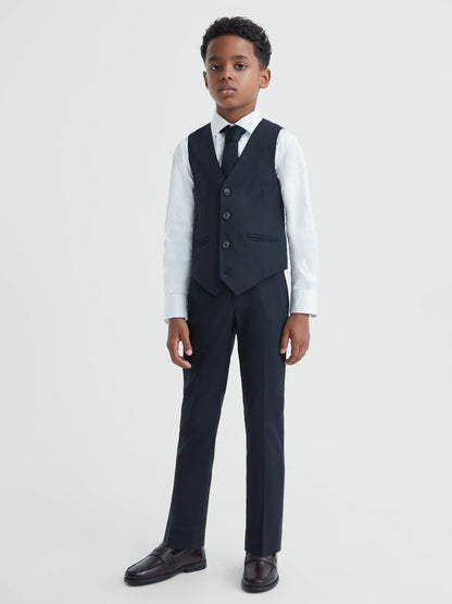 Reiss 3-9 yrs Wool Blend Waistcoat in Navy
