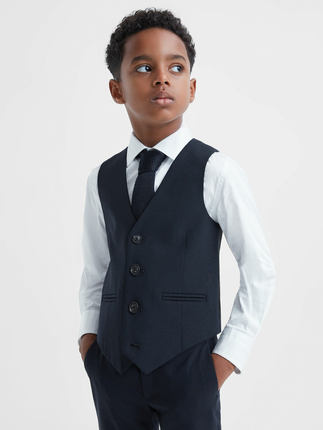 Reiss 3-9 yrs Wool Blend Waistcoat in Navy