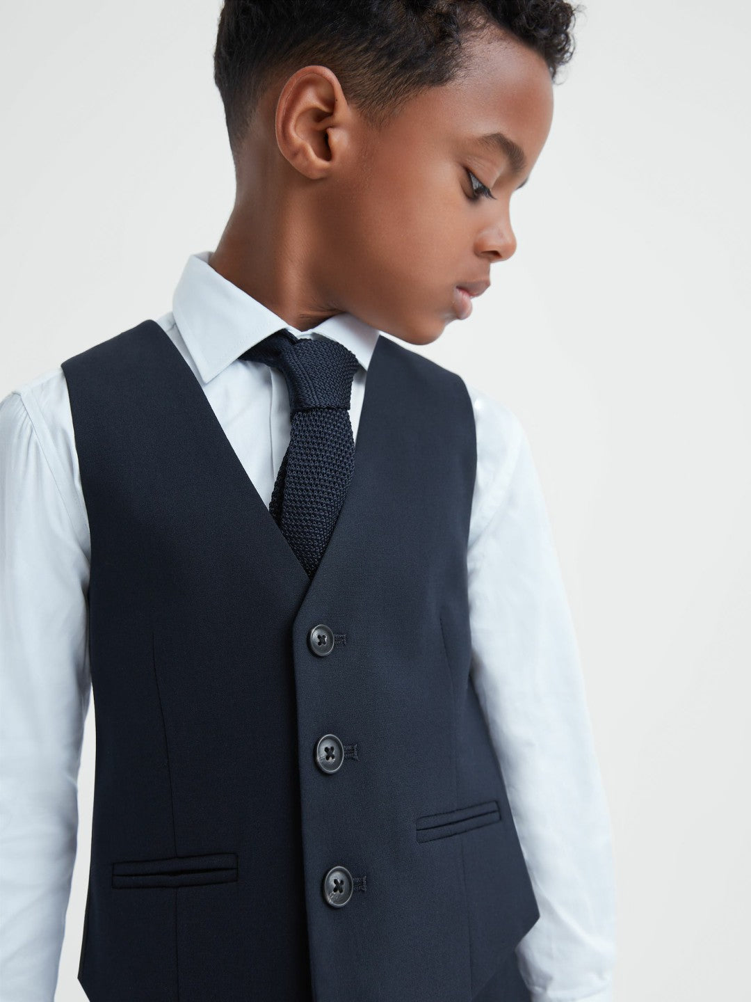 Reiss 3-9 yrs Wool Blend Waistcoat in Navy
