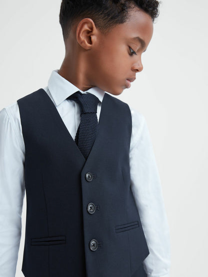 Reiss 3-9 yrs Wool Blend Waistcoat in Navy